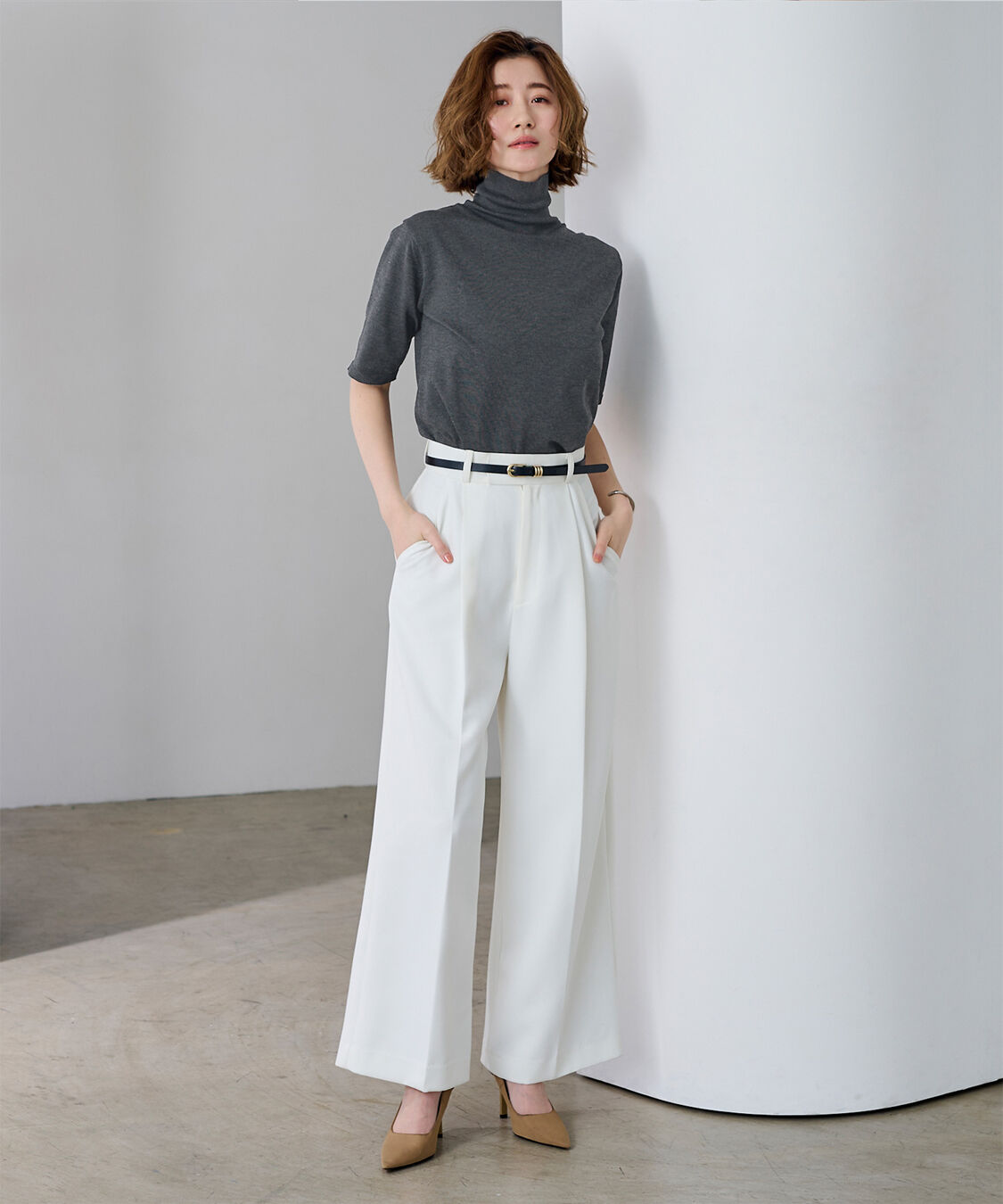 ur's「ハイネックハーフスリーブフィットニット」|ニット・セーター|