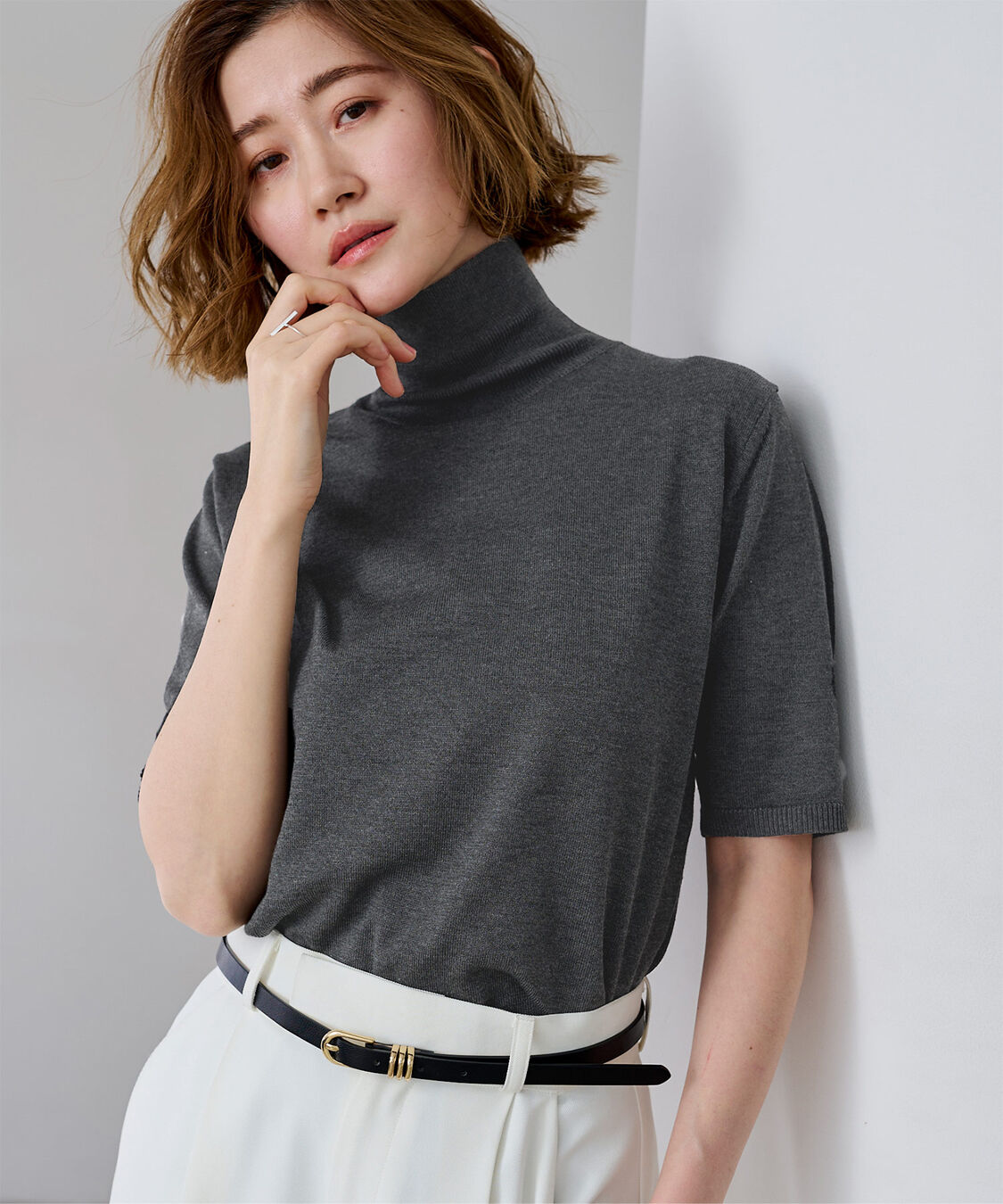 ur's「ハイネックハーフスリーブフィットニット」|ニット・セーター|