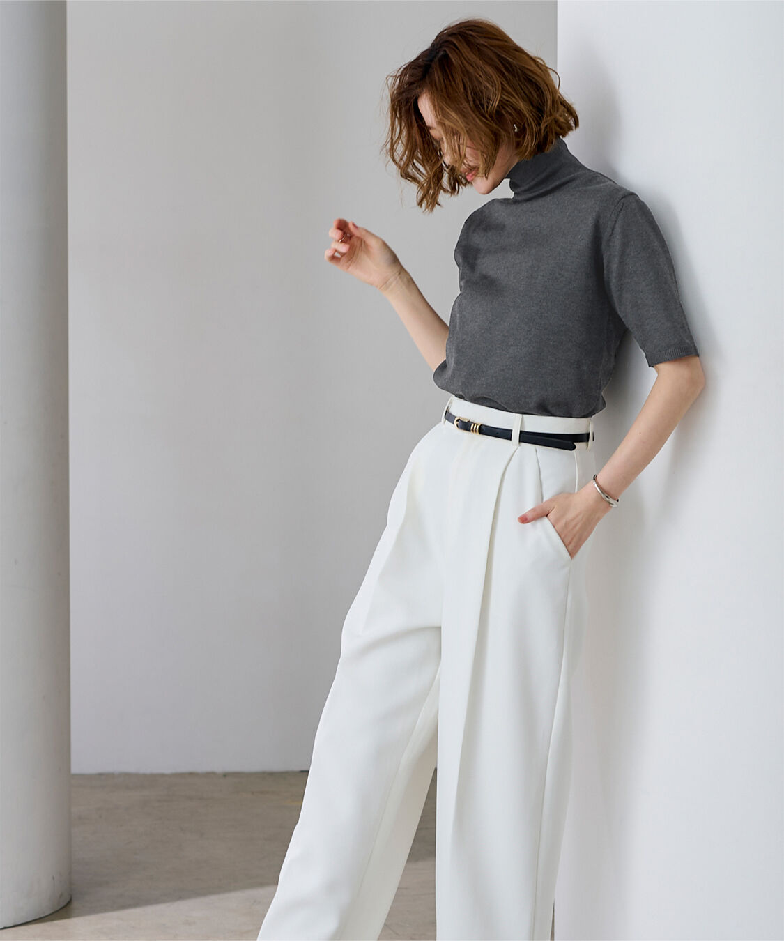 ur's「ハイネックハーフスリーブフィットニット」|ニット・セーター|