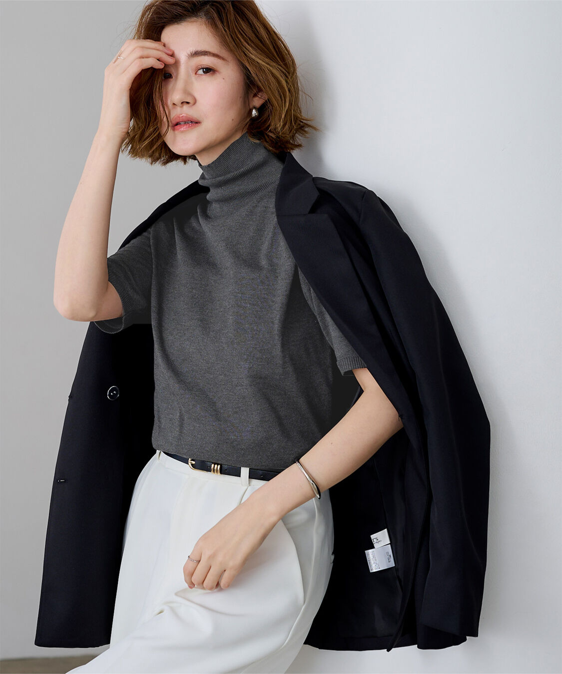 ur's「ハイネックハーフスリーブフィットニット」|ニット・セーター|