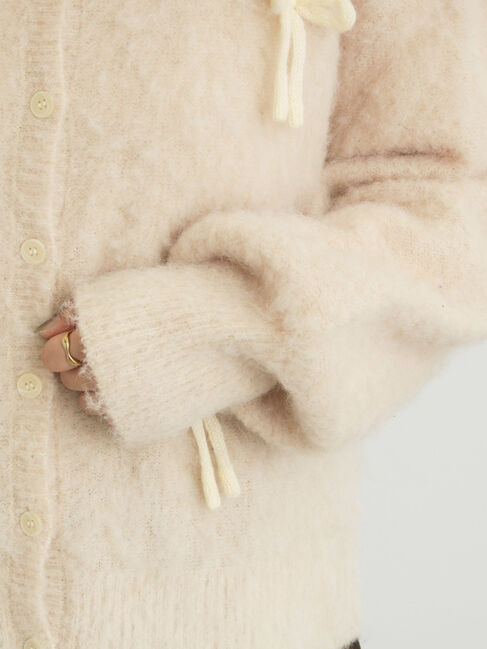 Samansa Mos2「リボン付きニットカーディガン」|カーディガン|