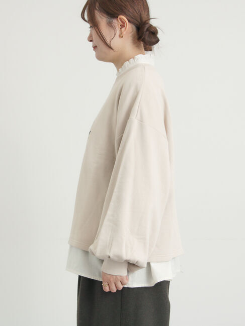 Samansa Mos2「クロスステッチフラワー刺繍スウェット」|Tシャツ・カットソー|