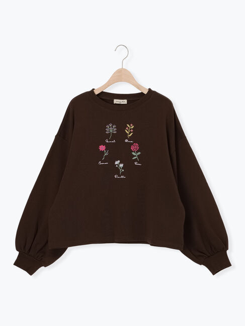 Samansa Mos2「クロスステッチフラワー刺繍スウェット」|Tシャツ・カットソー|