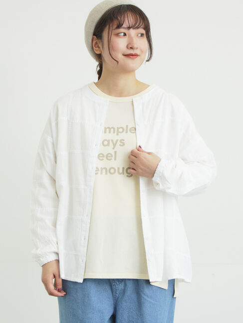 Samansa Mos2「スクエア刺繍バンドカラーブラウス」|シャツ・ブラウス|