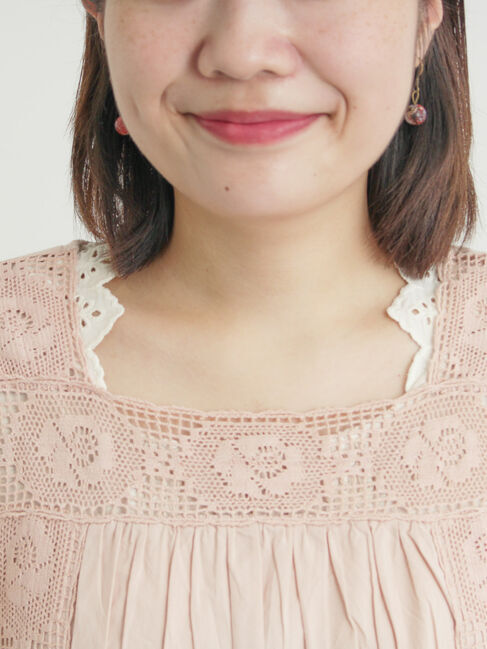 Samansa Mos2「ローズ柄レーススクエアネックワンピース」|ワンピース|