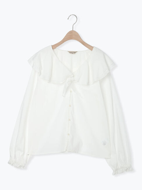 Samansa Mos2「フリル襟ブラウス」|シャツ・ブラウス|オフホワイト