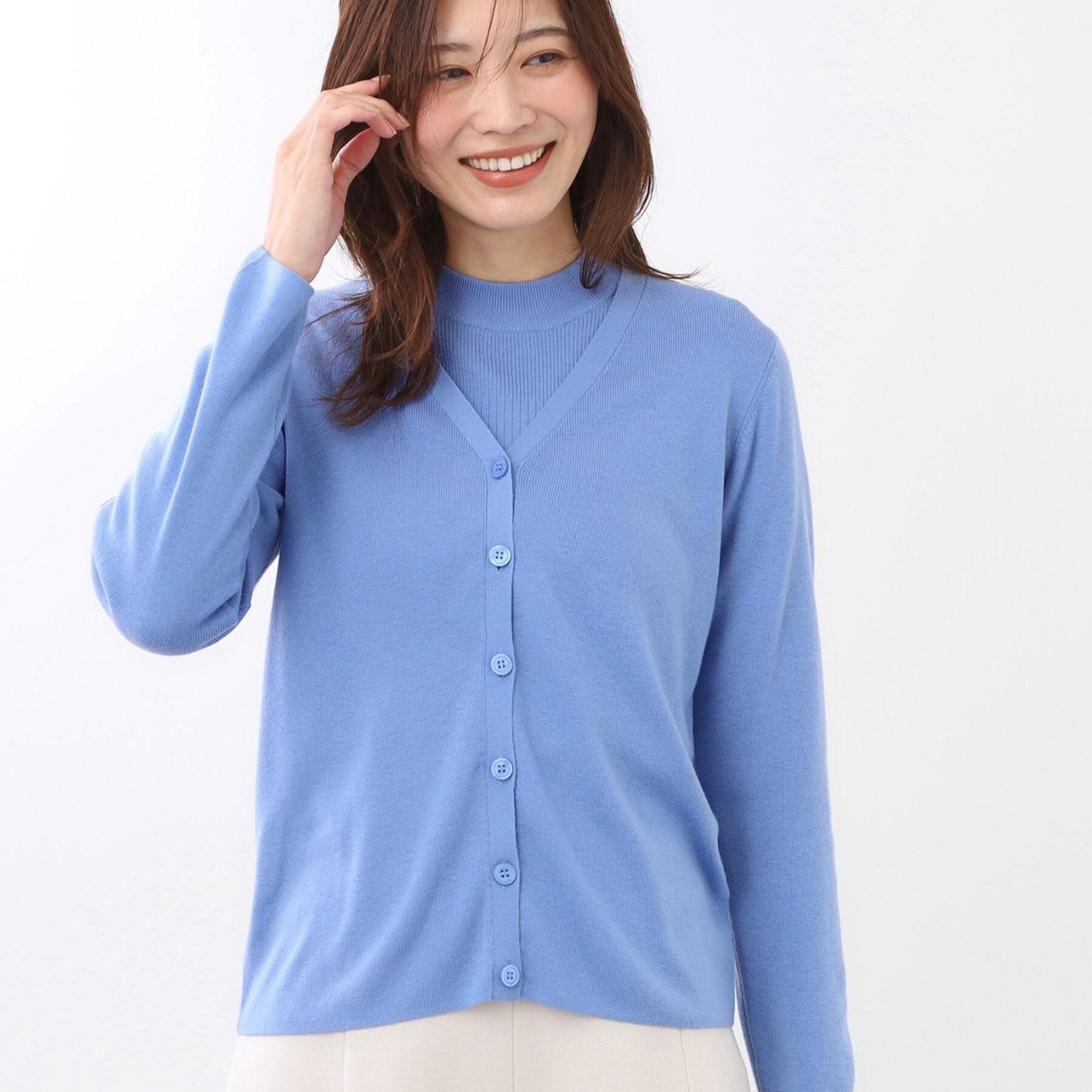 Reflect「【選べる5色／アンサンブル可】Vネックカーディガン」|カーディガン|サックスブルー(09