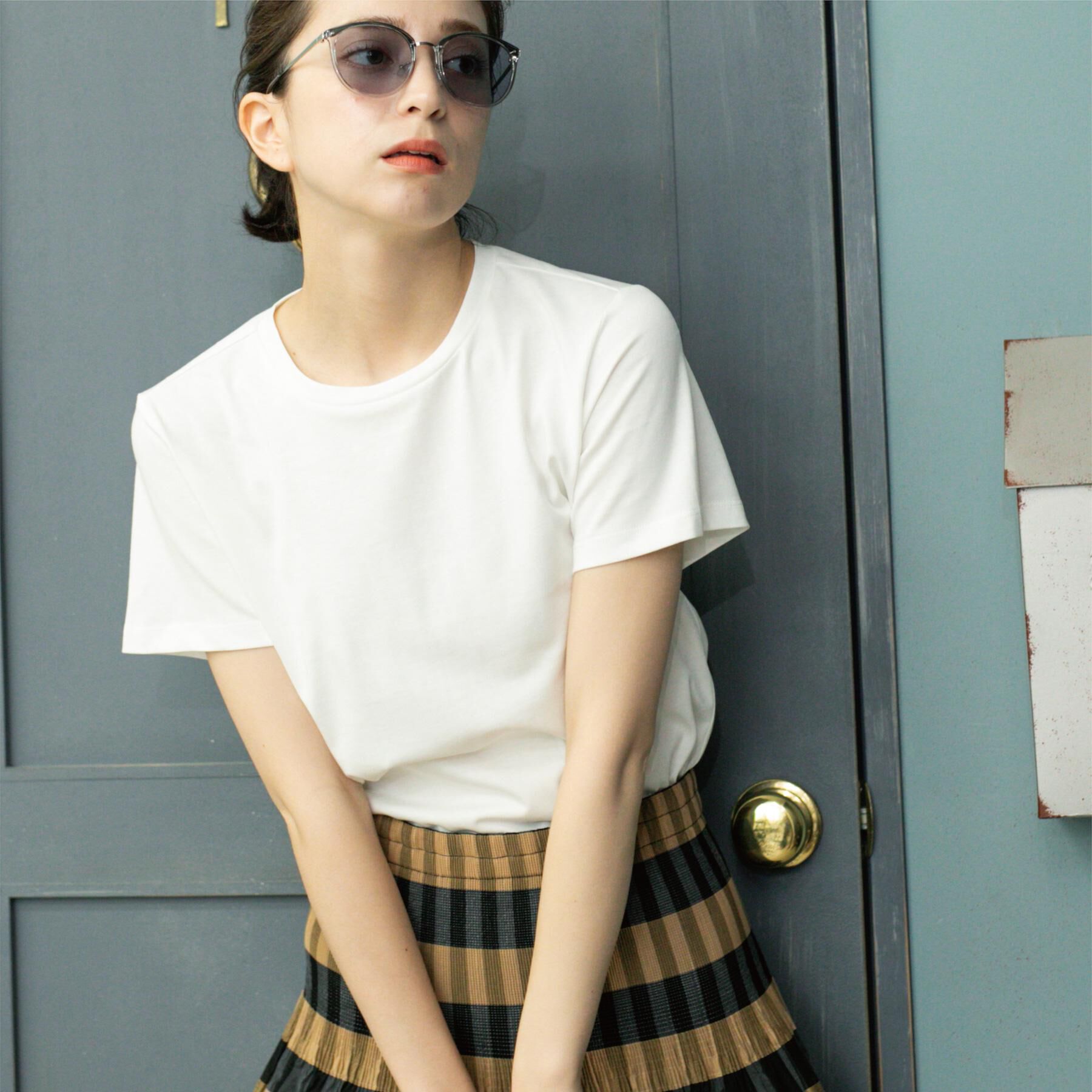 OPAQUE.CLIP「《5色展開》ベーシックTシャツ【洗濯機洗い可/UV/接触冷感】」|Tシャツ・カットソー|ホワイト(001)