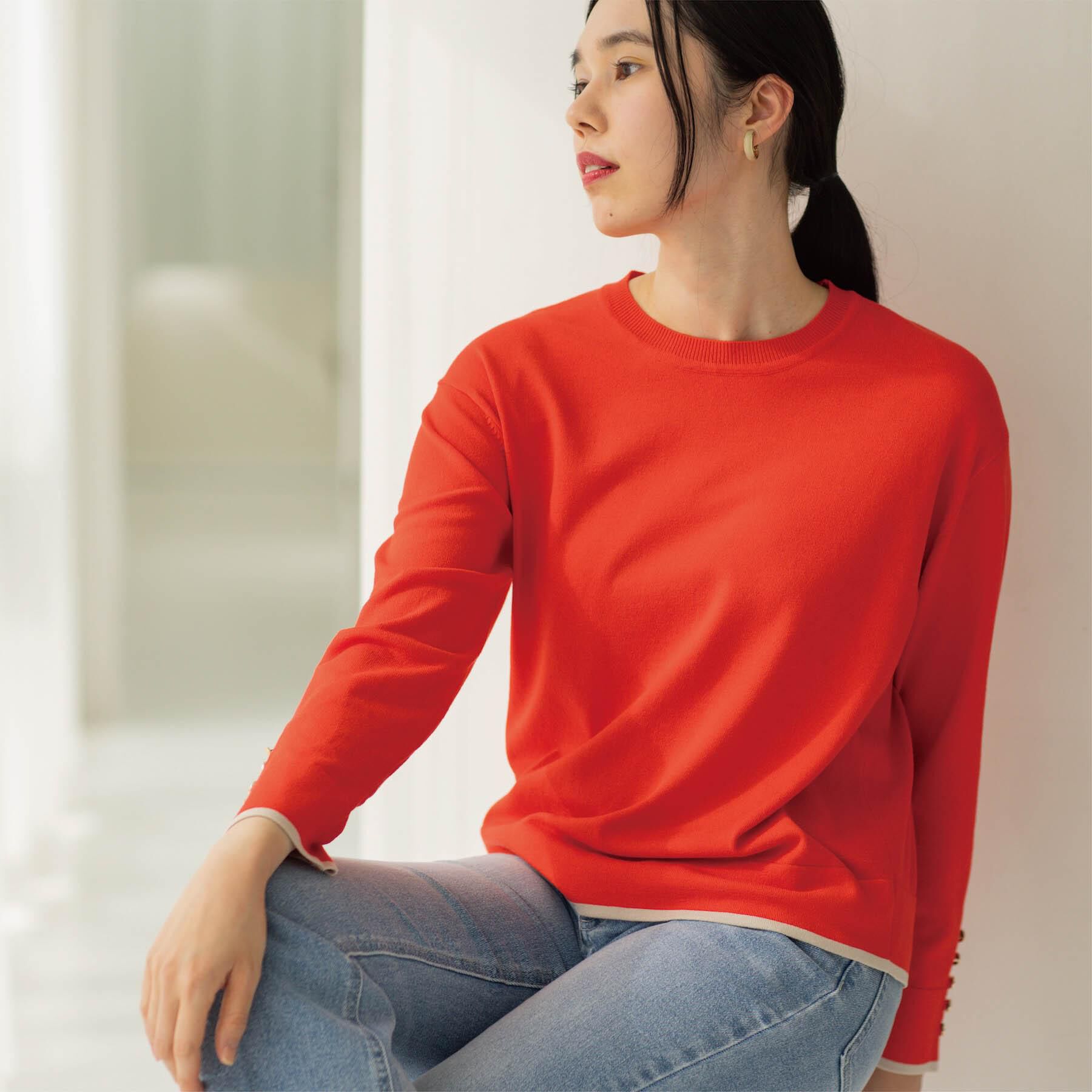 OPAQUE.CLIP「金ボタン使いリラクシーニット【洗濯機OK】」|ニット・セーター|