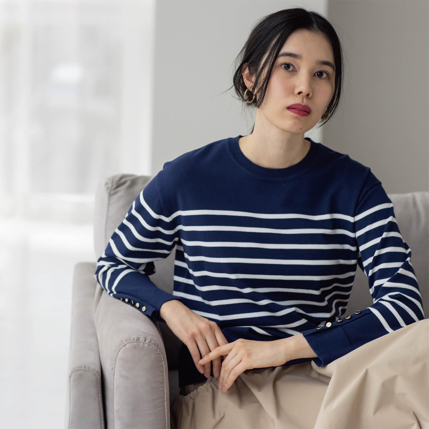 OPAQUE.CLIP「金ボタン使いリラクシーニット【洗濯機OK】」|ニット・セーター|