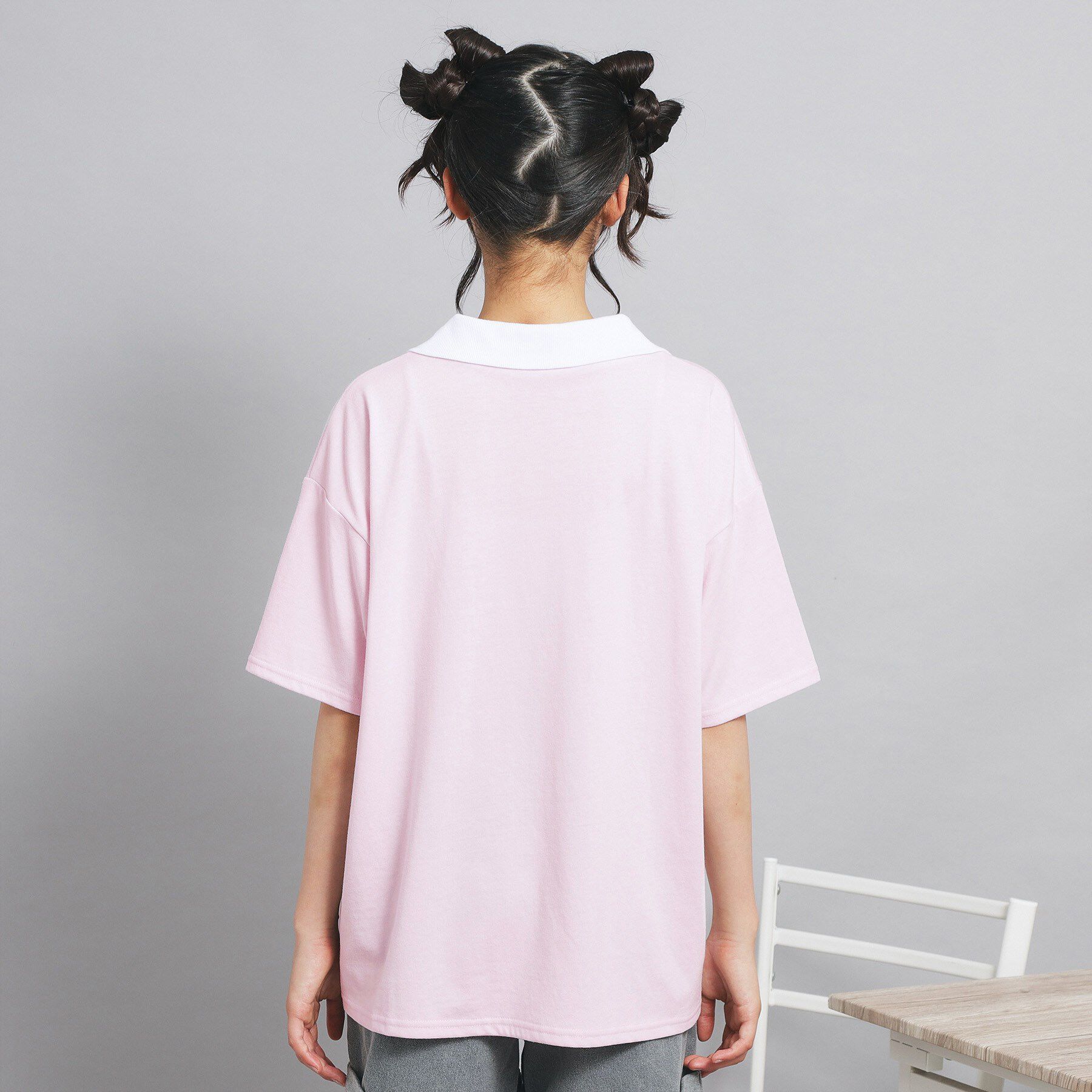 PINK-latte「Vネック衿付きアップリケビッグTシャツ」|Tシャツ・カットソー|