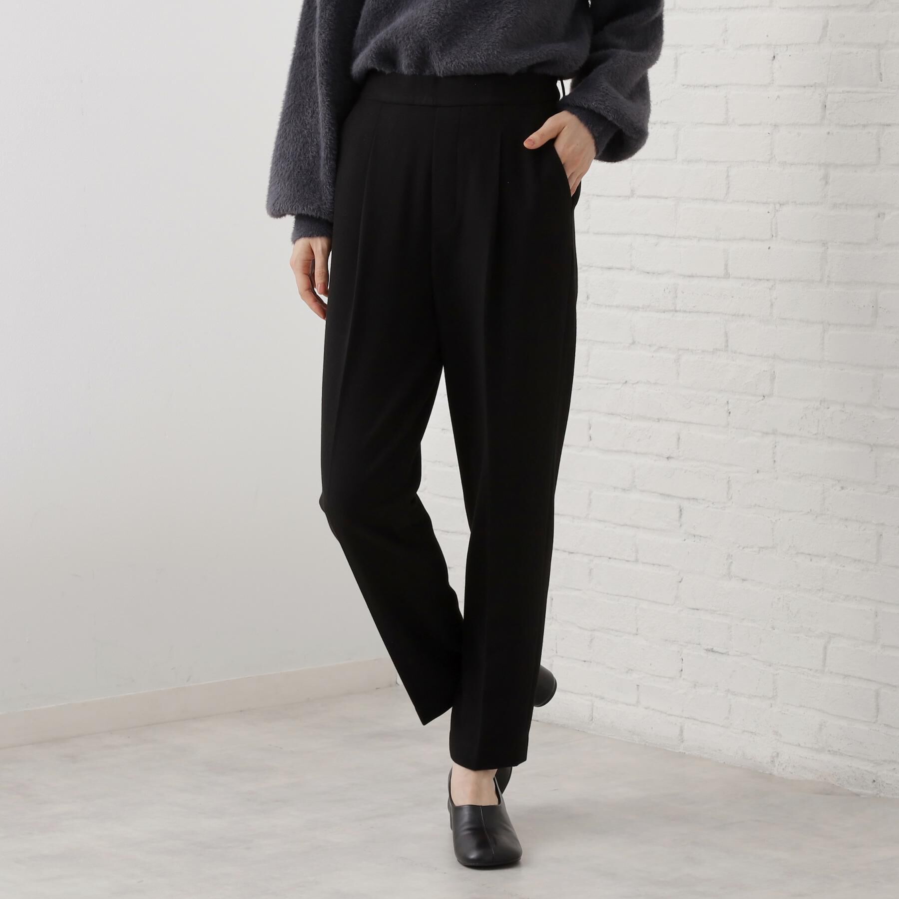 THE SHOP TK「【着丈選べる/XS～XLサイズ】あったか裏起毛テーパードパンツ」|その他|ブラック(019)