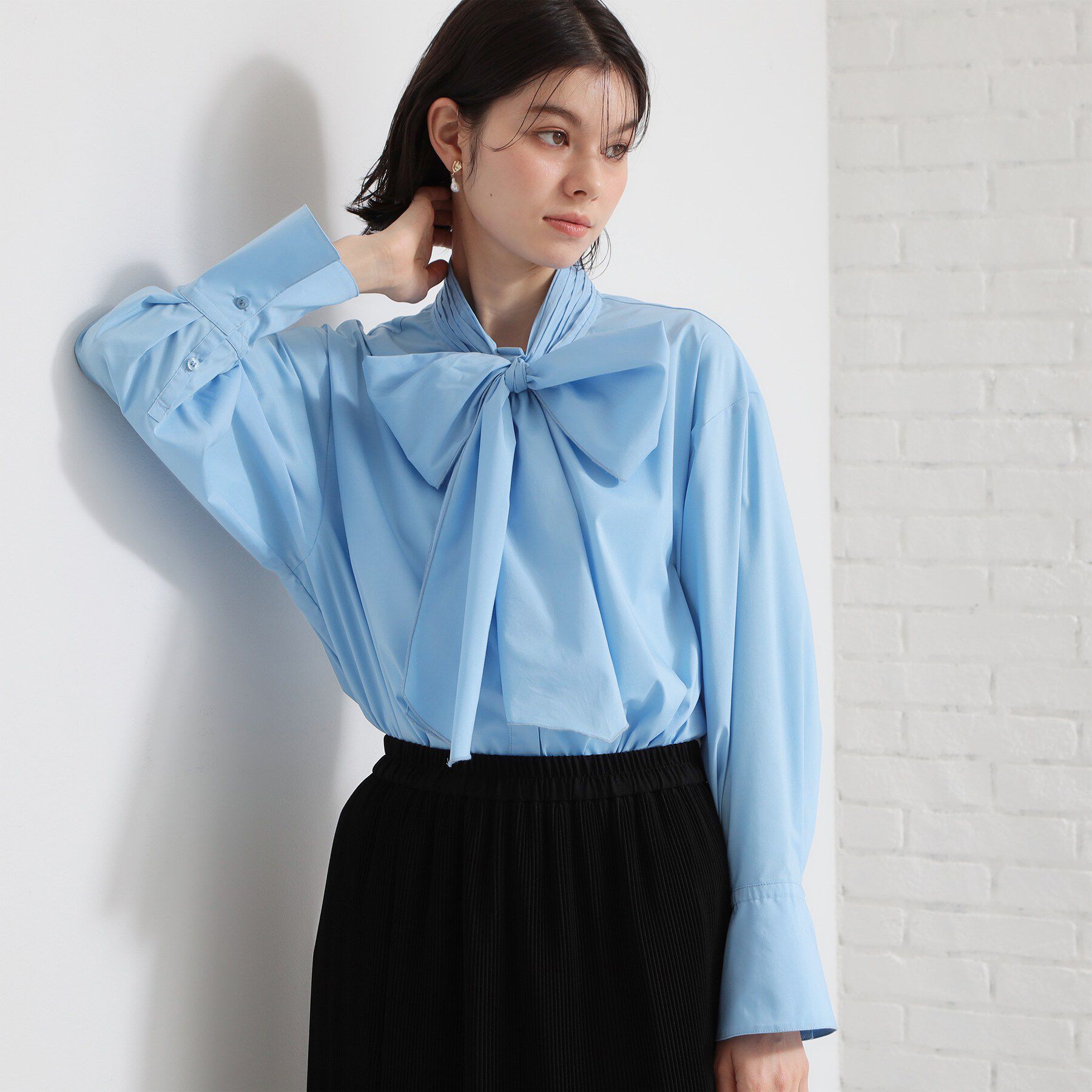 THE SHOP TK「【通勤・セレモニー】タックボウタイブラウス」|シャツ・ブラウス|