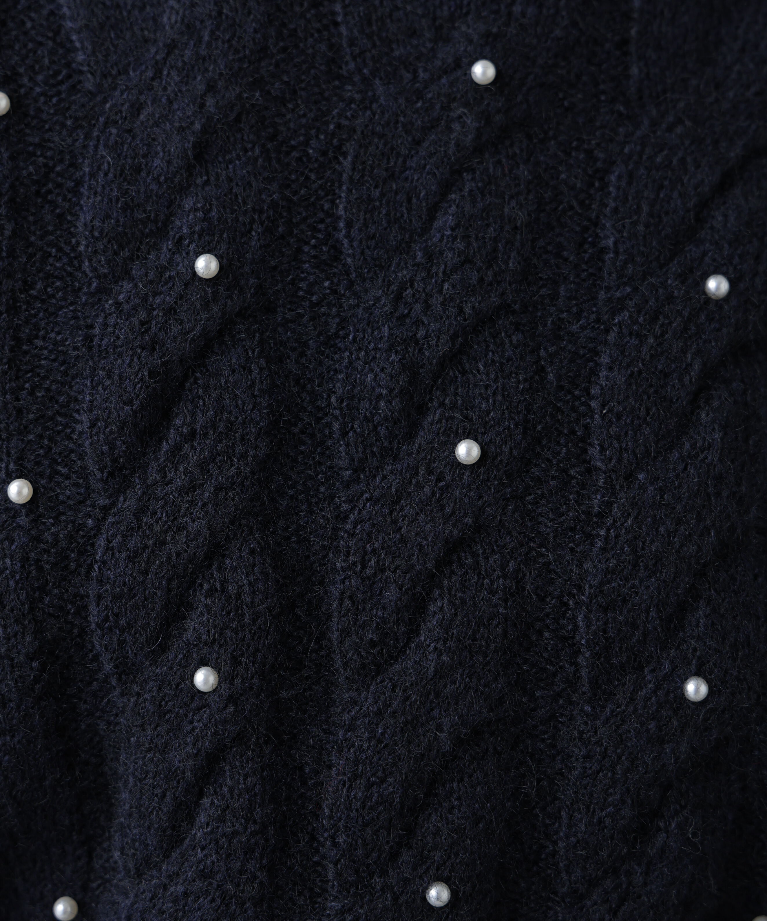  「パール付きケーブルショート丈ニット」|ニット・セーター|