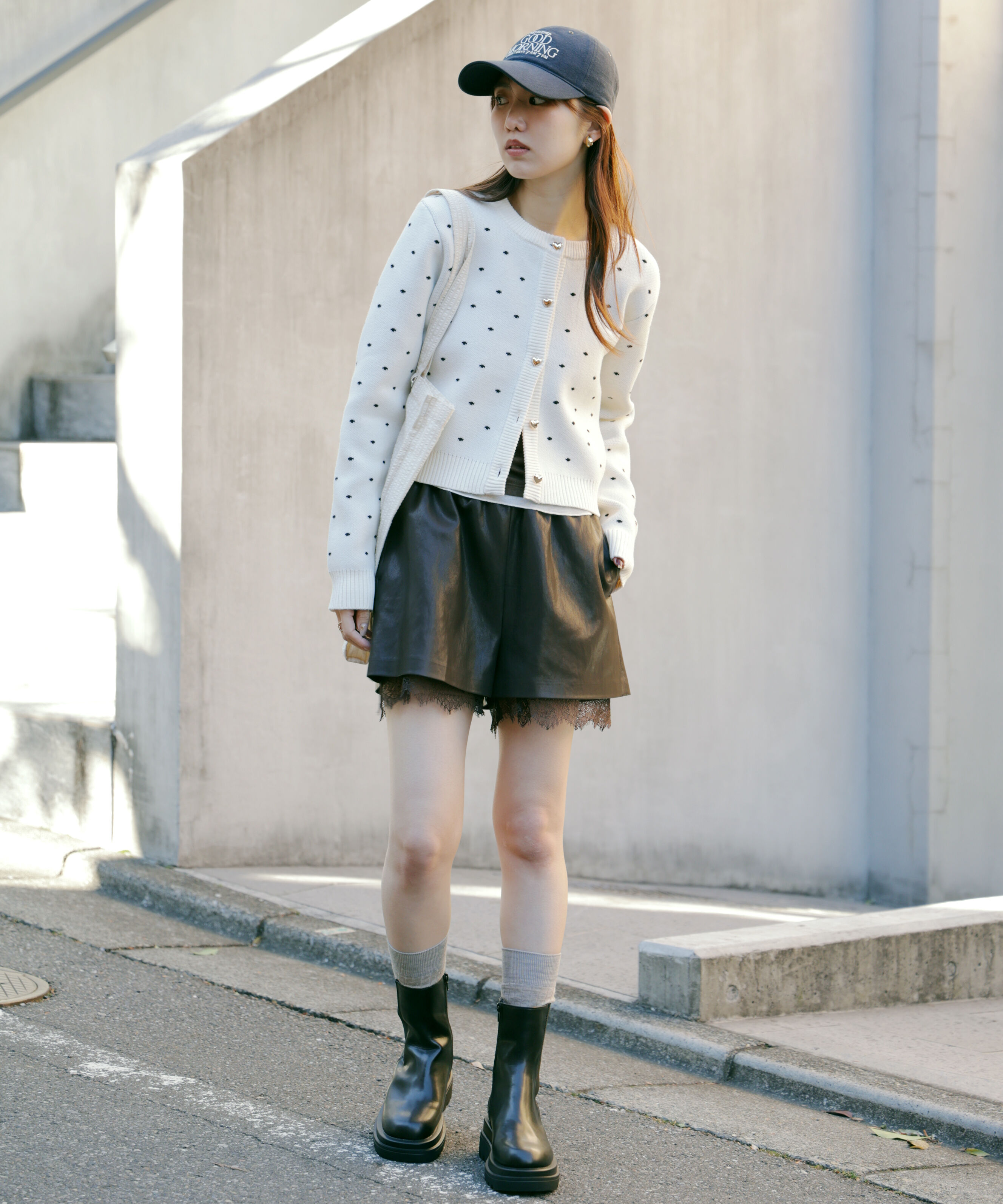  「ハートボタンドット柄カーディガン」|ニット・セーター|