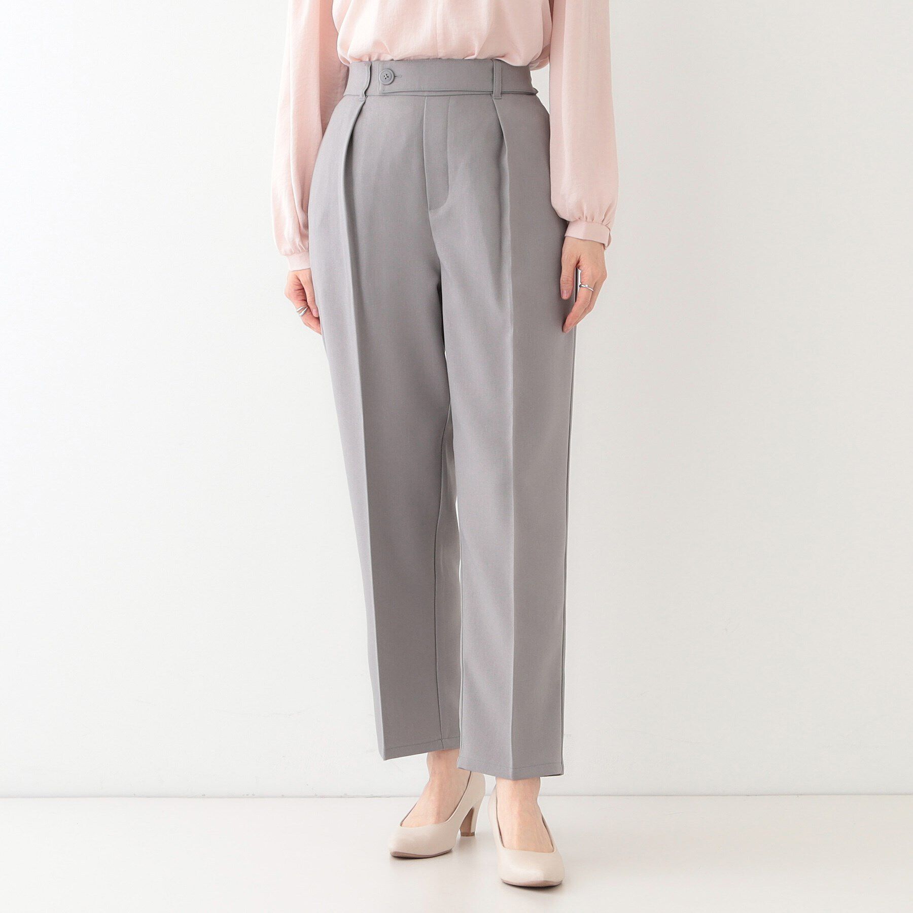 SHOO･LA･RUE「【S-LL】オフィスシーンでも活躍 タックテーパードパンツ」|その他|