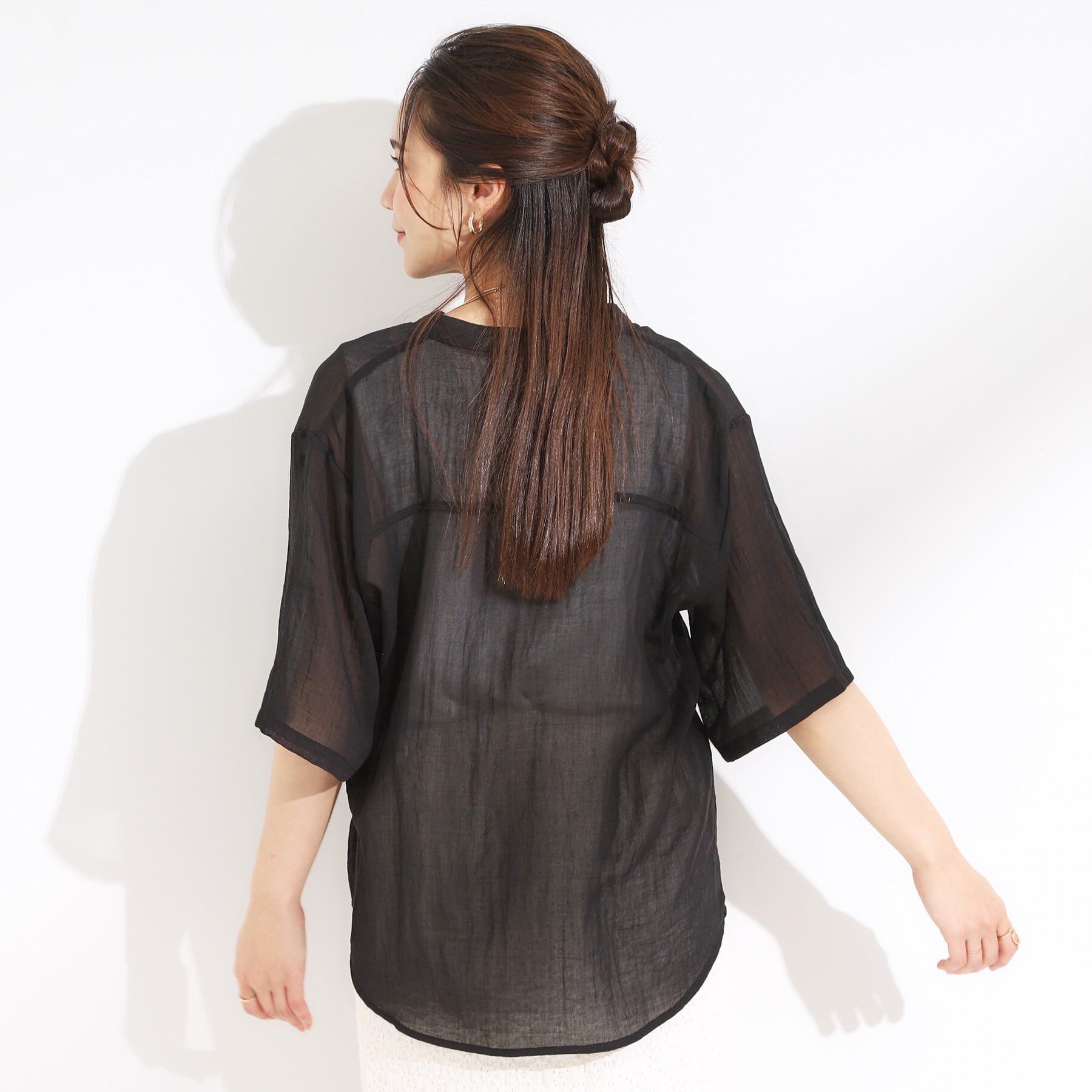 SHOO･LA･RUE「【S-LL】一枚で着映え コード刺繍シャツ」|シャツ・ブラウス|