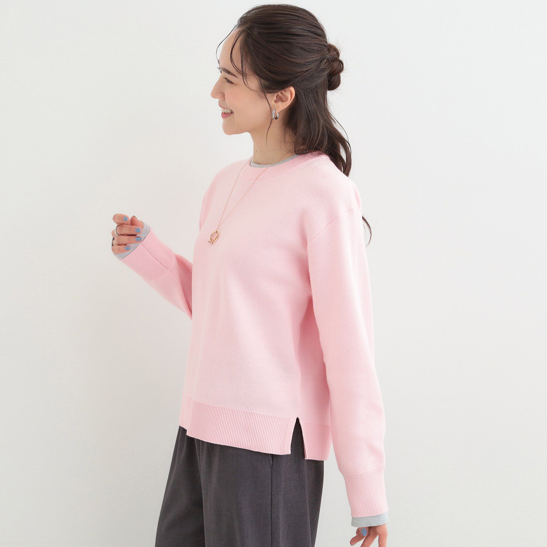 SHOO･LA･RUE「配色が上品 スウェットライクニット」|ニット・セーター|