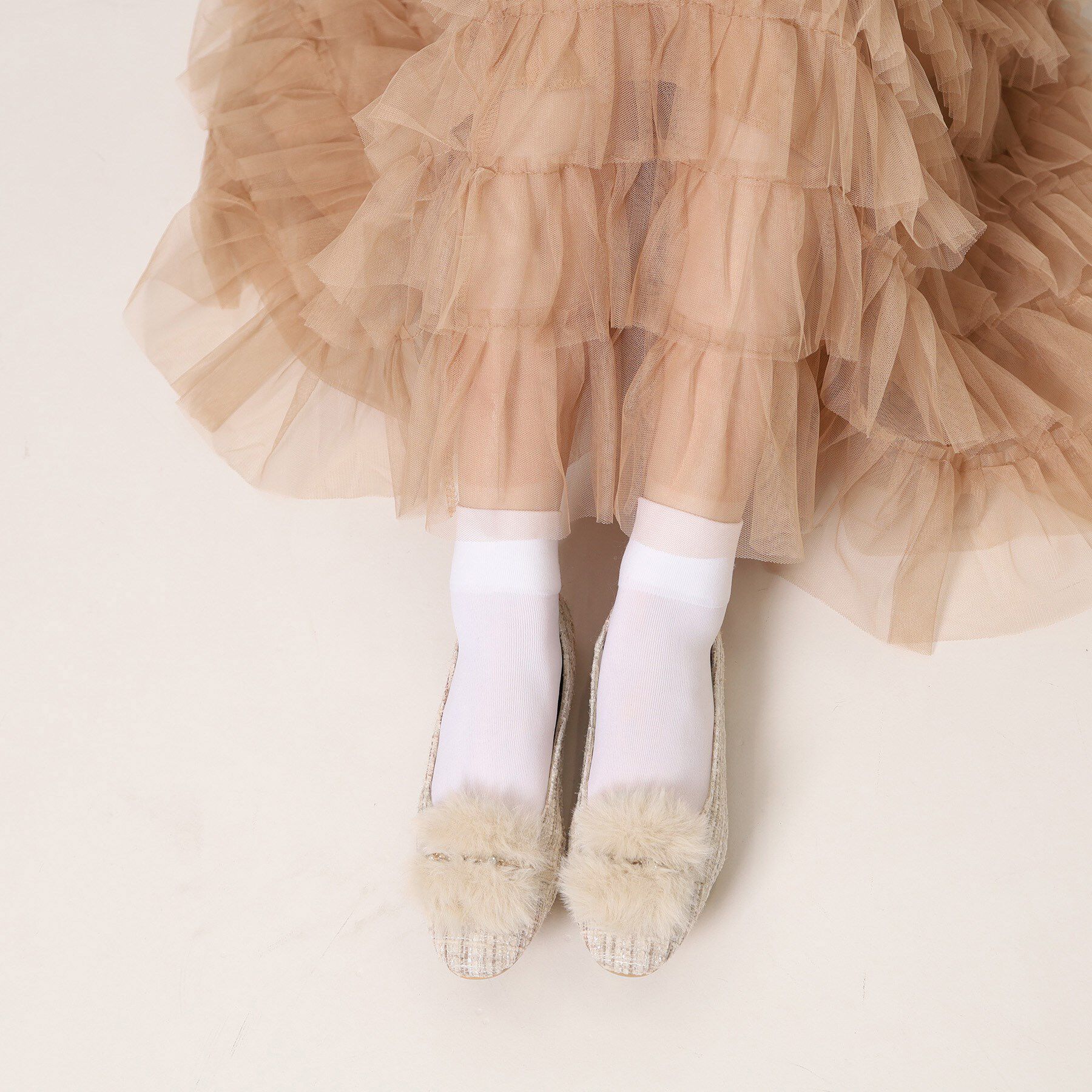 ESPERANZA「ビジューフェイクファーフラットパンプス」|パンプス|