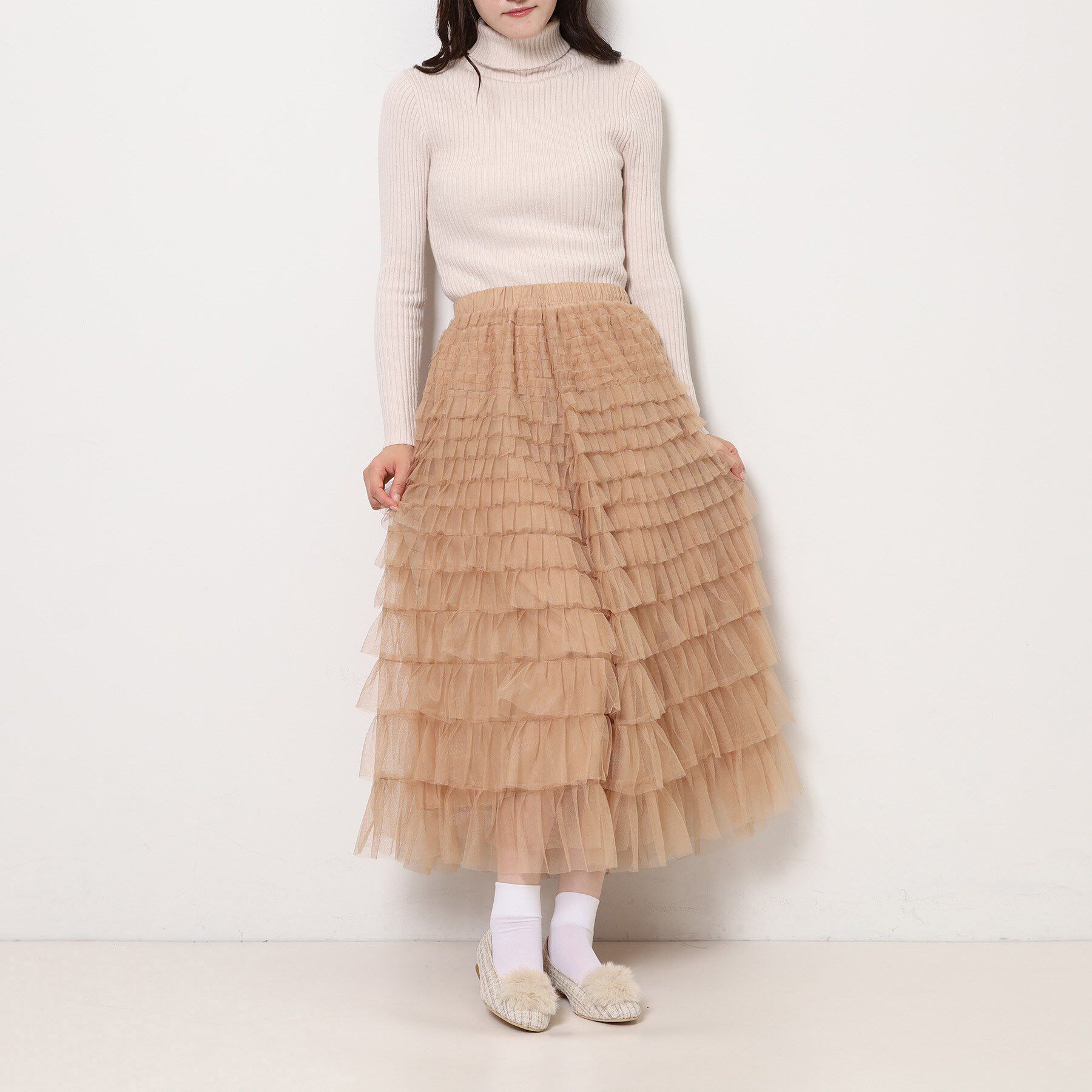 ESPERANZA「ビジューフェイクファーフラットパンプス」|パンプス|