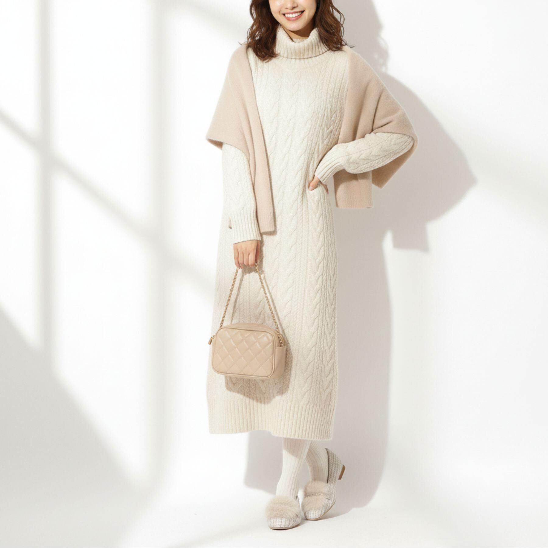 ESPERANZA「ビジューフェイクファーフラットパンプス」|パンプス|