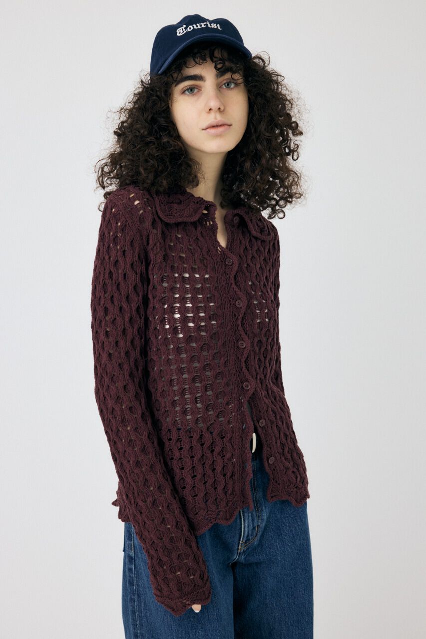 MOUSSY「OPENWORK ニットシャツ」|ニット・セーター|
