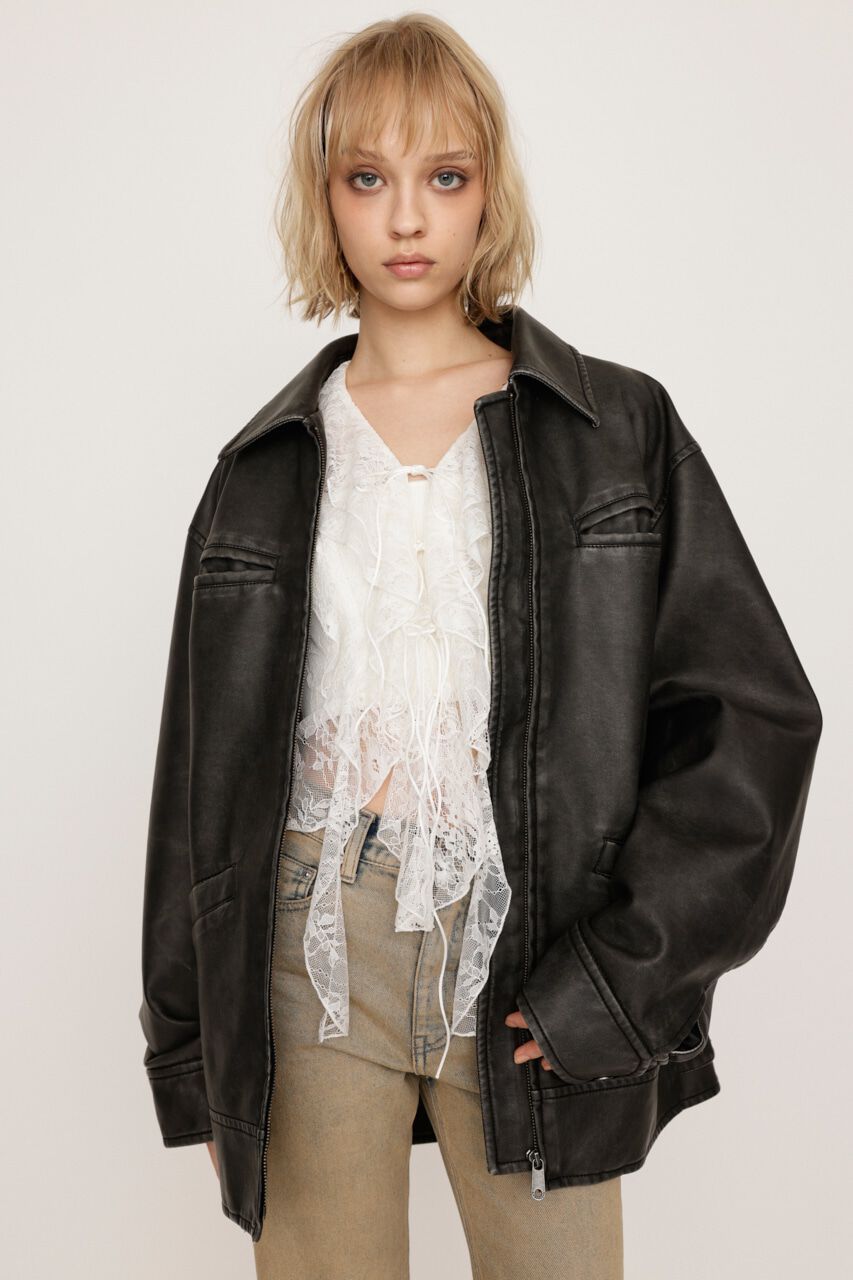 SLY「VINTAGE BOXY F／LEATHER ジャケット」|その他|