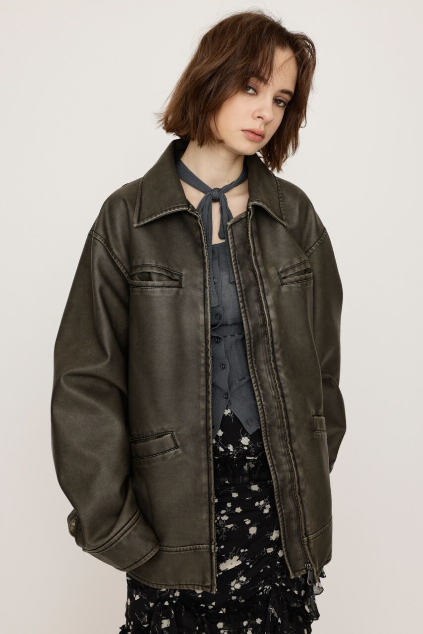 SLY「VINTAGE BOXY F／LEATHER ジャケット」|その他|M/BLK7