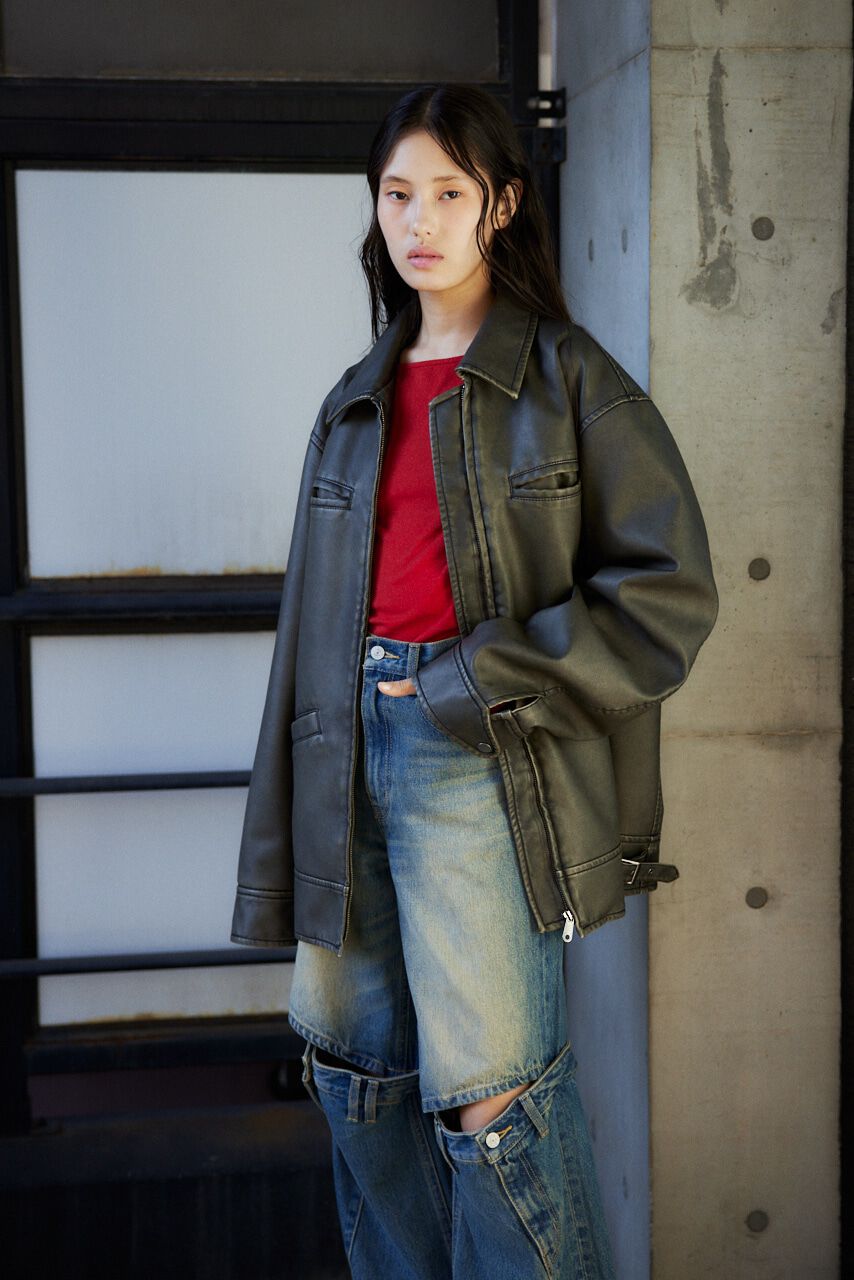 SLY「VINTAGE BOXY F／LEATHER ジャケット」|その他|