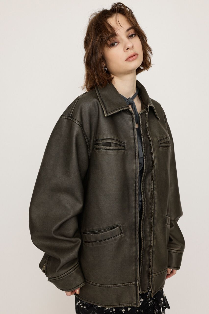 SLY「VINTAGE BOXY F／LEATHER ジャケット」|その他|