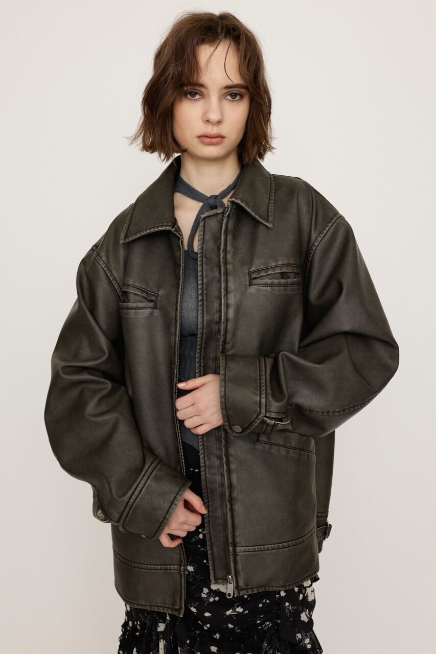 SLY「VINTAGE BOXY F／LEATHER ジャケット」|その他|