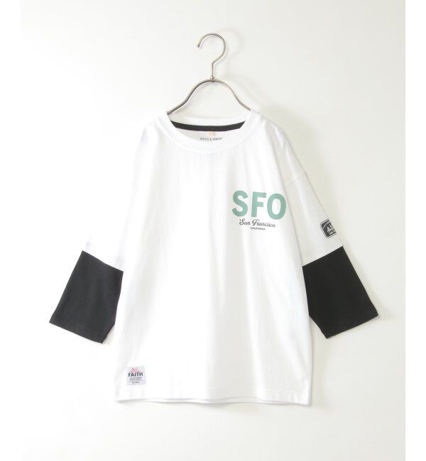 ikka kids「7分袖レイヤードロゴTシャツ（120~160cm）」|Tシャツ・カットソー|オフホワイト