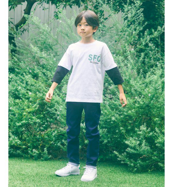 ikka kids「7分袖レイヤードロゴTシャツ（120~160cm）」|Tシャツ・カットソー|