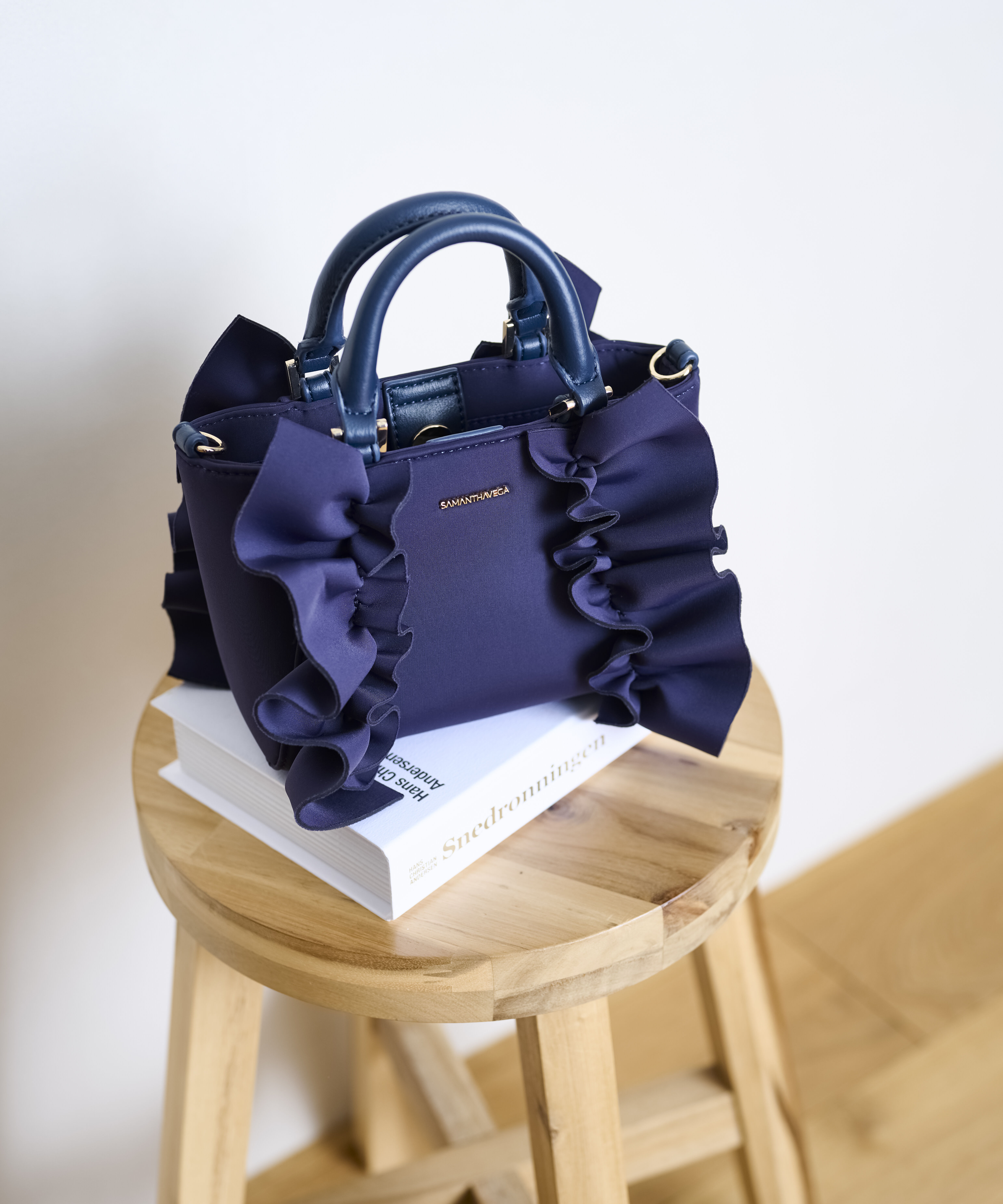 Samantha Vega「シンプルフリルハンドバッグ（ミニ）」|ハンドバッグ|ネイビー