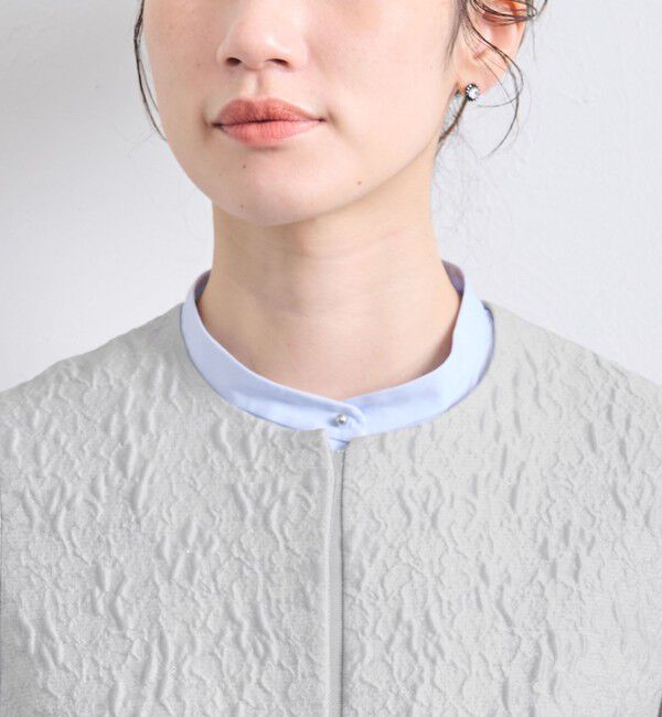 UNITED ARROWS「ツートーン ジャガード ブルゾン ジャケット」|ノーカラージャケット|