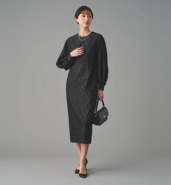 UNITED ARROWS「GISHA 2トーン ジャガード ワンピース」|ワンピース|DK.GRAY