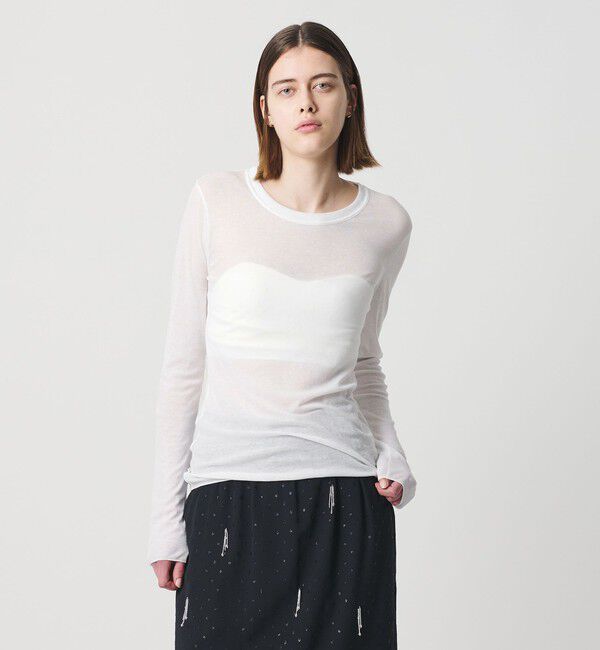 AEWEN MATOPH「＜AEWEN MATOPH＞シアークルーネック ロングスリーブカットソー」|Tシャツ・カットソー|WHITE