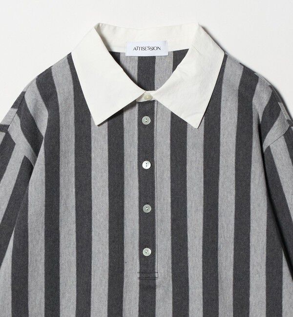 ATTISESSION「＜ATTISESSION＞コットン ストライプ ラガー シャツ」|ポロシャツ|