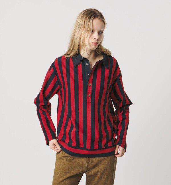 ATTISESSION「＜ATTISESSION＞コットン ストライプ ラガー シャツ」|ポロシャツ|