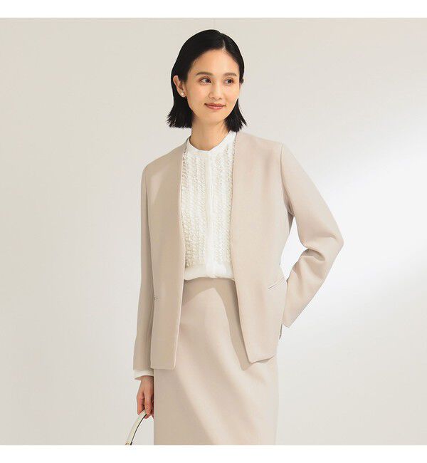 Demi-Luxe BEAMS 「トリアセ カラーレスジャケット＊」|ノーカラージャケット|