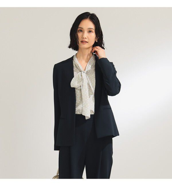 Demi-Luxe BEAMS 「トリアセ カラーレスジャケット＊」|ノーカラージャケット|