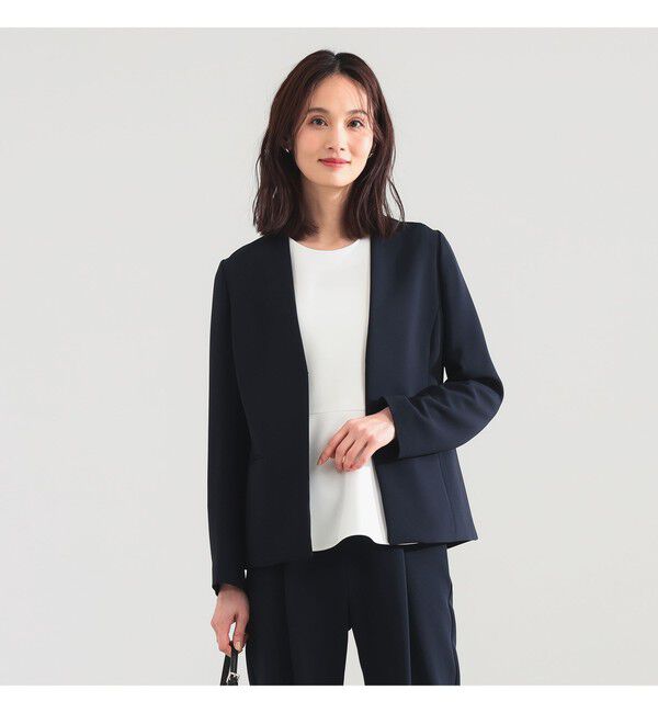 Demi-Luxe BEAMS 「トリアセ カラーレスジャケット＊」|ノーカラージャケット|