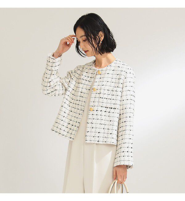 Demi-Luxe BEAMS 「ツイード ノーカラー ジャケット＊」|ダッフルコート|