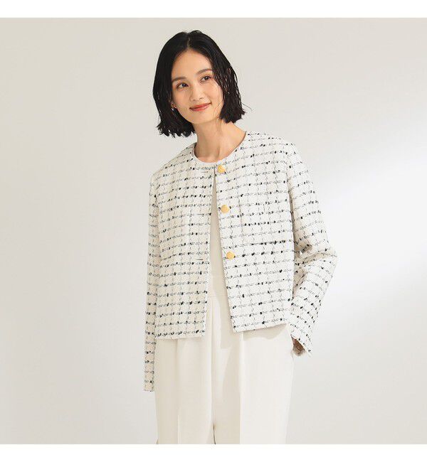 Demi-Luxe BEAMS 「ツイード ノーカラー ジャケット＊」|ダッフルコート|