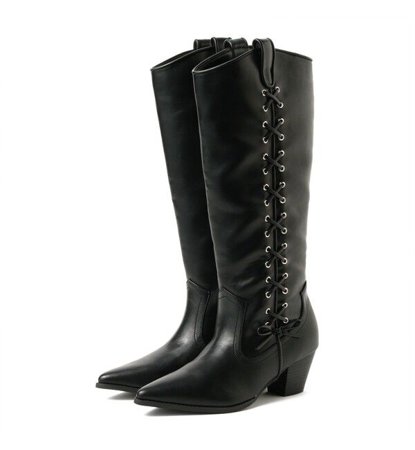 Ray BEAMS 「レースアップ ウエスタン ブーツ」|ロングブーツ|