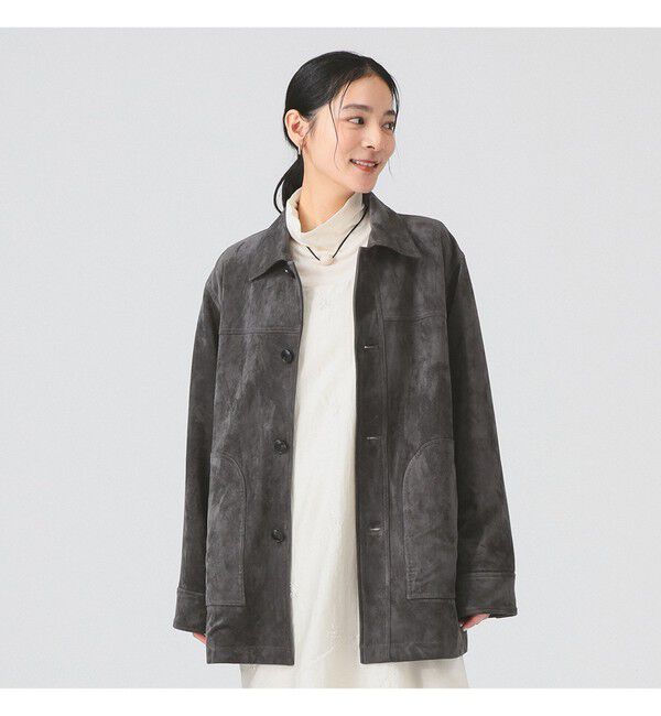 Ray BEAMS 「フェイク スエード ハーフ コート」|ダッフルコート|