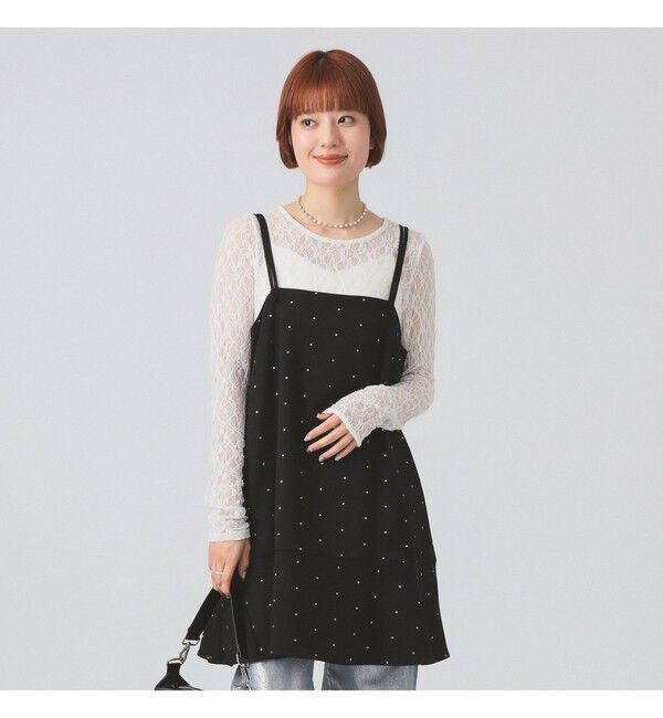 Ray BEAMS 「ドットプリント ミニ キャミワンピース」|ワンピース|BLACK