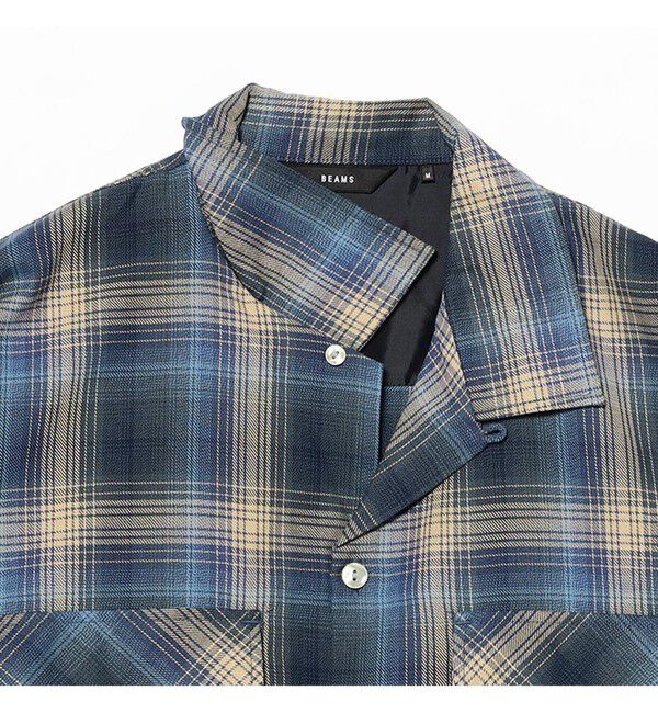 BEAMS「オンブレチェック オープンカラー シャツ」|シャツ・ブラウス|