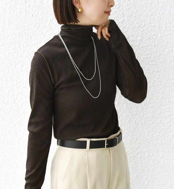 SHIPS for women「〈手洗い可能〉ドライタッチ リブ タートル」|Tシャツ・カットソー|ブラウン系