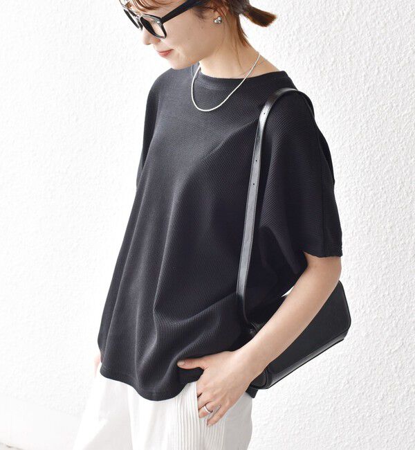 SHIPS any「【WEB限定】SHIPS any:〈洗濯機可能〉ワッフル ワイド TEE」|Tシャツ・カットソー|ブラック